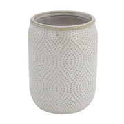 Trade Shop - Bicchiere Porta Spazzolini Dentifricio Arredo Da Bagno Bianco Design Etnico 87791 -