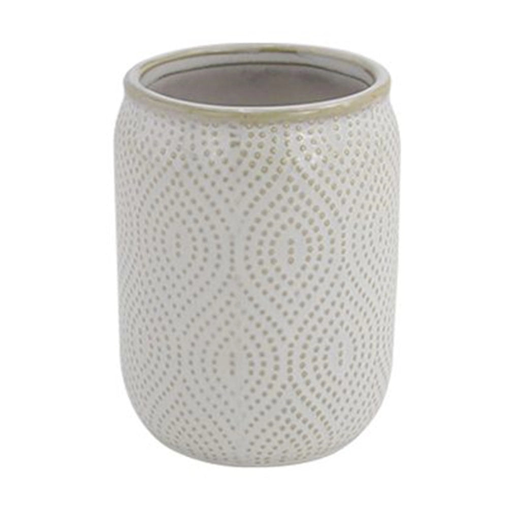 Trade Shop - Bicchiere Porta Spazzolini Dentifricio Arredo Da Bagno Bianco Design Etnico 87791 -