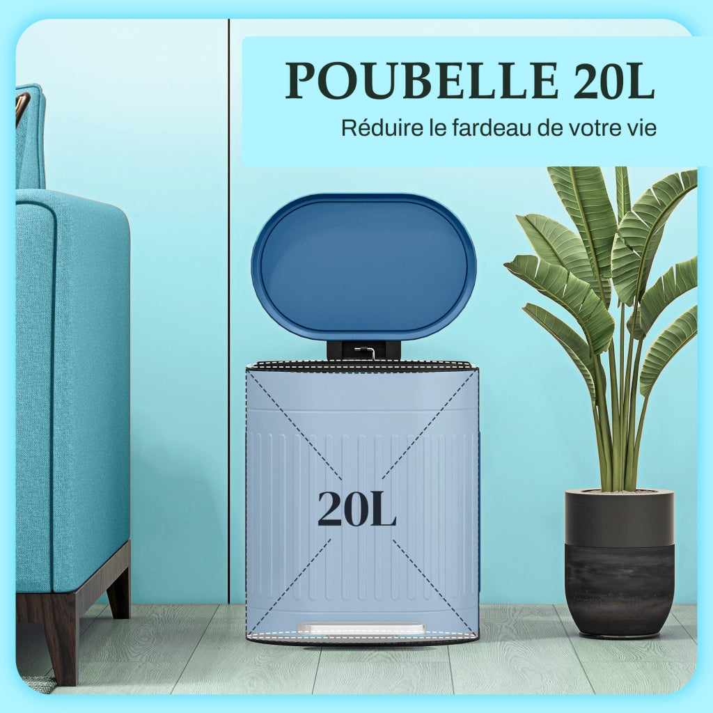 Cestino per rifiuti da cucina a pedale 20L ¨C zephmum ¨C 36.5x31.2x45 cm blu