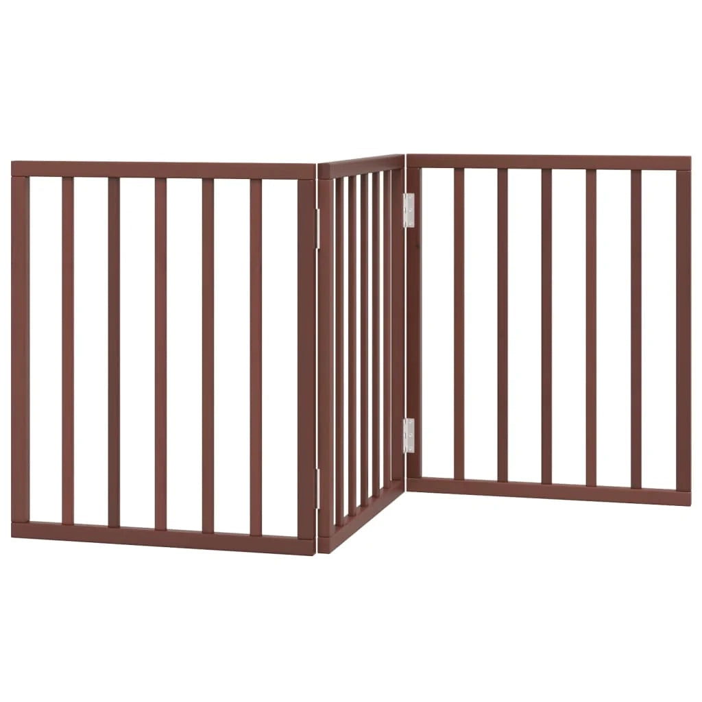 Cancelletto di sicurezza pieghevole per cani a 3 pannelli 150 cm legno di pioppo marrone 02_0023072