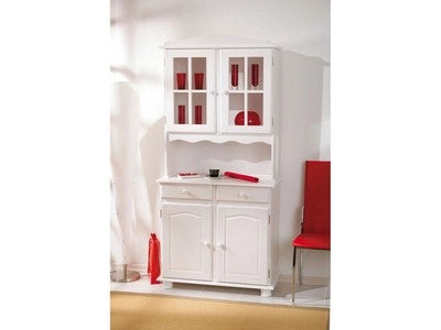 MOBILE IN PINO MASSICCIO CREDENZA VALENCIA 2 ANTE 2 CASSETTI E 2 VETRINE