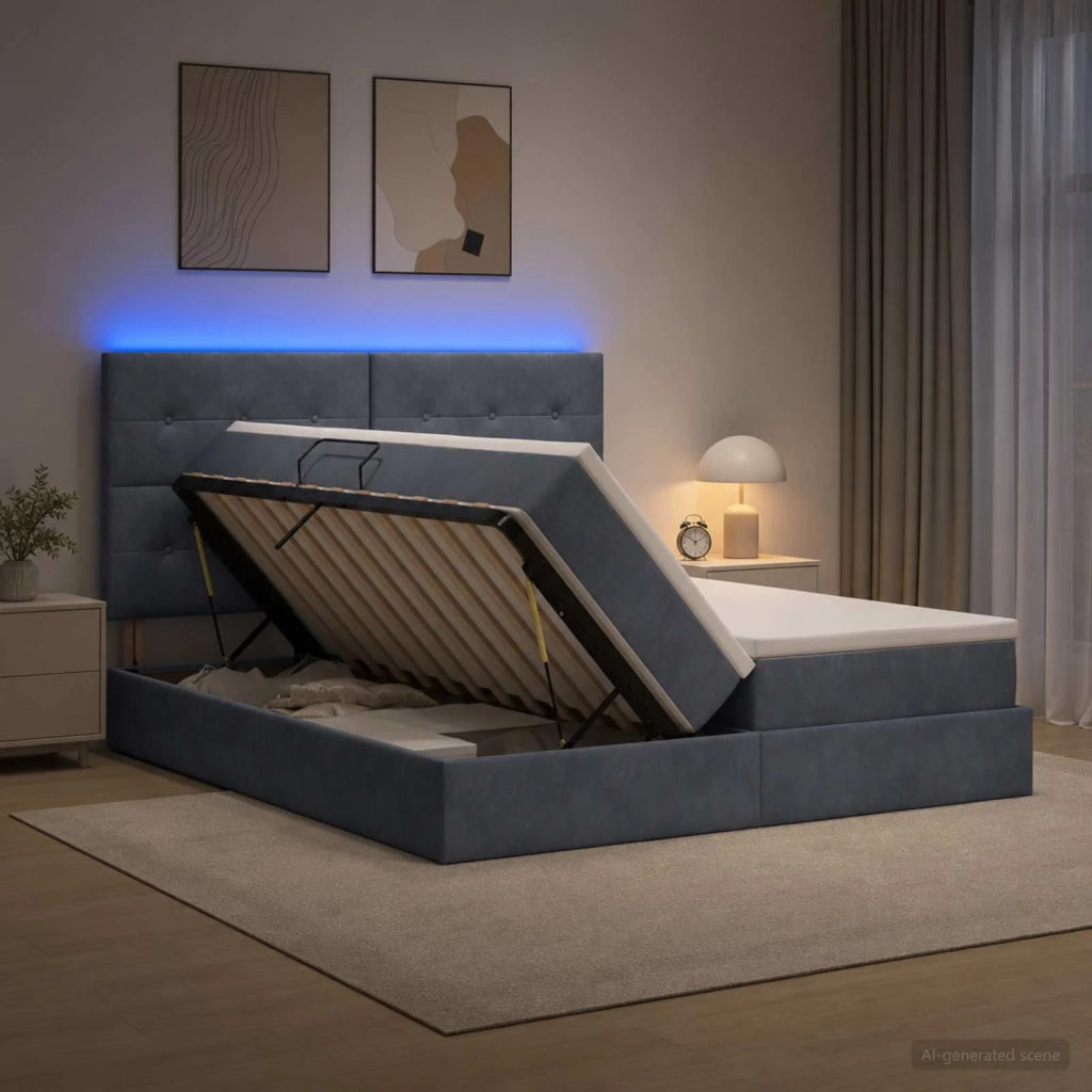 Letto con contenitore LED e materasso Grigio Scuro 180 x 200 cm 3460267