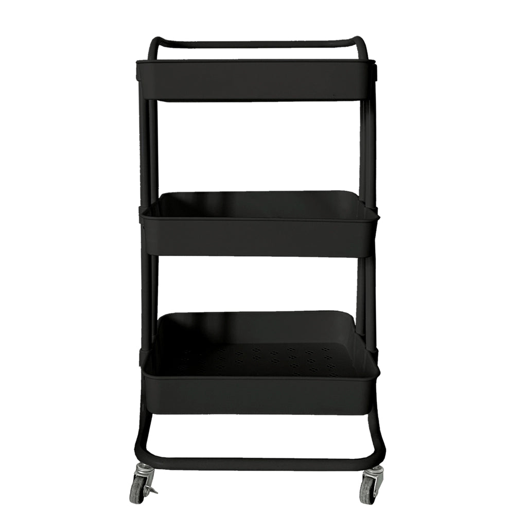 Carrello portaoggetti in metallo con ruote nero