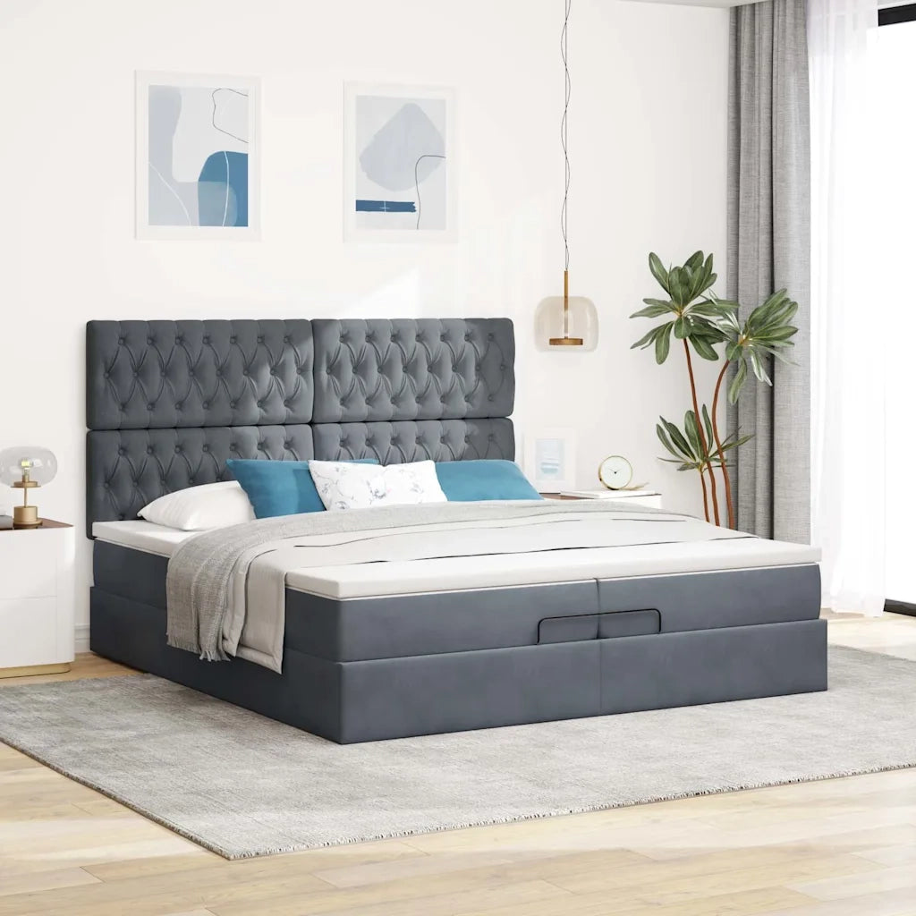 Struttura Letto Pouf con Materassi 200x200 cm Velluto 3314415