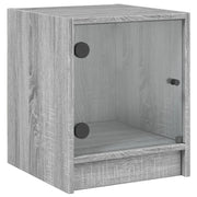 Comodino | Armadio da Notte | Mobiletto da notte con Anta in Vetro Grigio Sonoma 35x37x42 cm