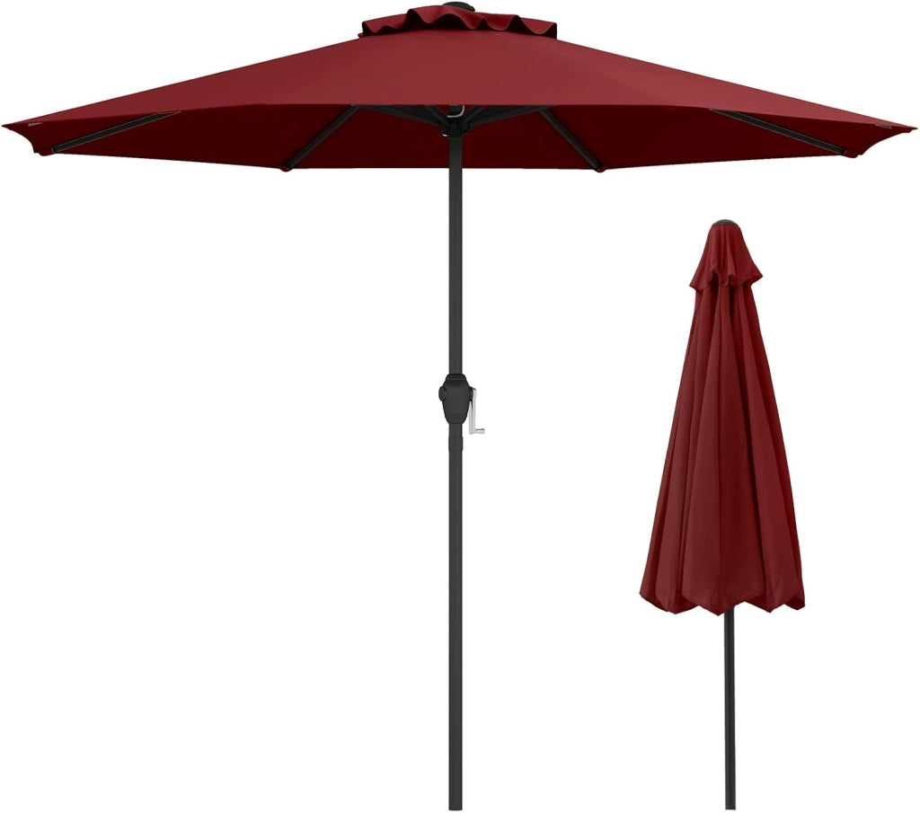 Ombrellone da Giardino Ø 260/360 cm con Manovella e 8 Stecche, Ombrellone Parasole Ventilato, Telaio in Metallo, Anti UV, da Esterno, Terrazzo, Spiaggia, Balcone, Mercato