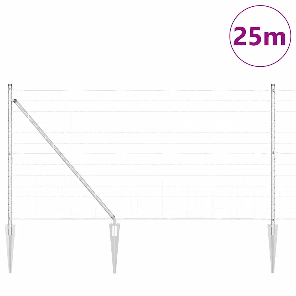 Recinzione con Posto Argento 1,2 x 25 m Acciaio
