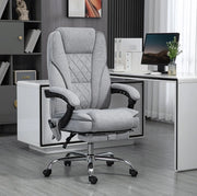 Sedia da ufficio ergonomica grigia con massaggio vibrante, riscaldamento e poggiapiedi