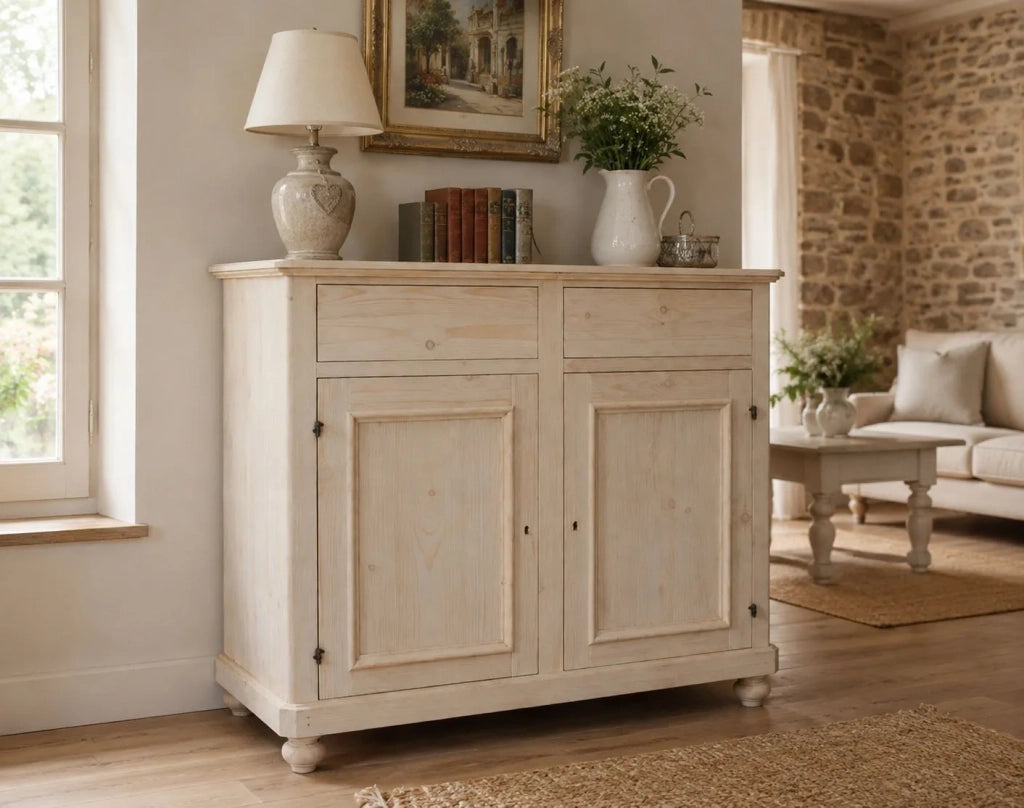 Madia credenza in legno grezza 2 ante l.116 p.49 h.98 (1500) - Mobili 2G