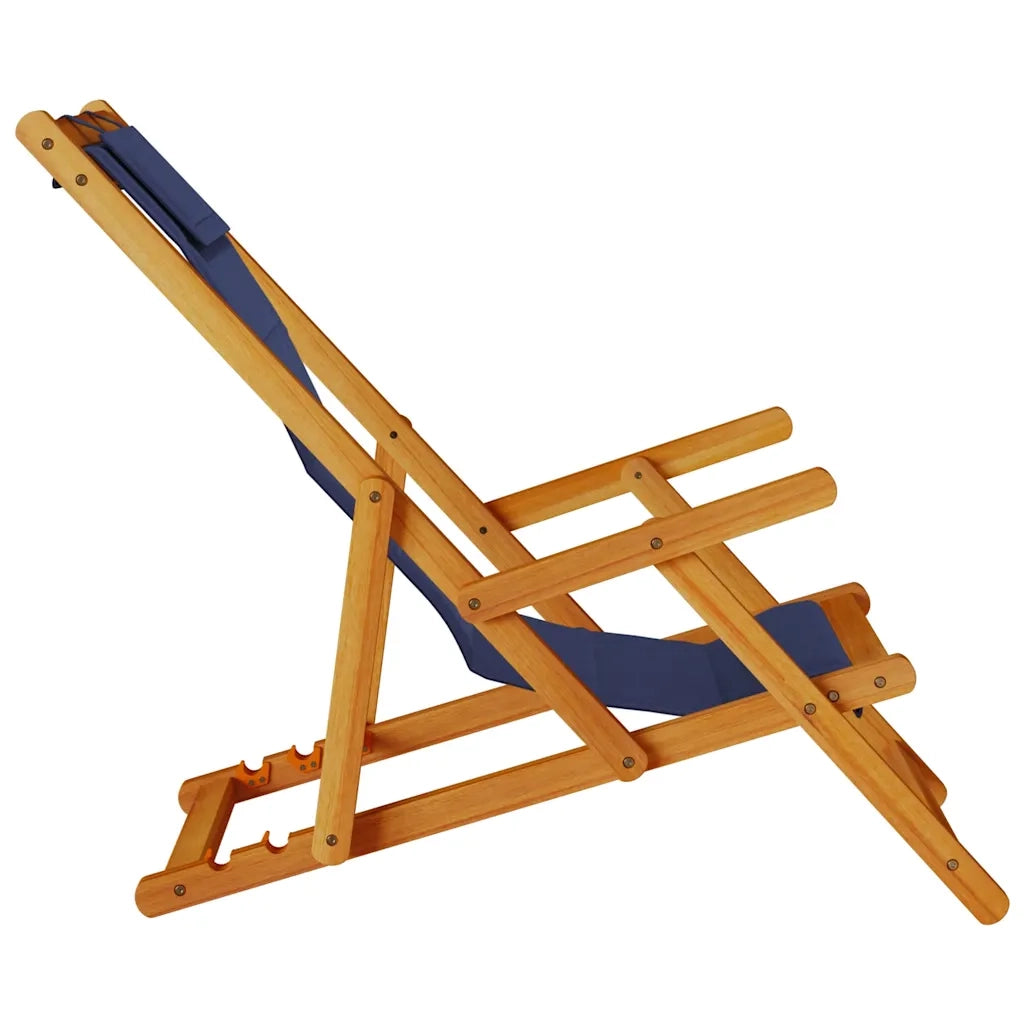 Sedia pieghevole con braccioli in legno di acacia blu e Textilene 4108069