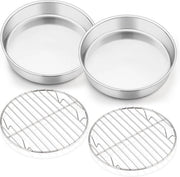 Impasto rotondo con set di raffreddamento, acciaio inossidabile, forma per torta, set di forme per torta, forme rotonde per torta con forno a raffreddamento, set per cuocere, stufare, raffreddare, stoviglie in acciaio inossidabile e lavastoviglie, 4