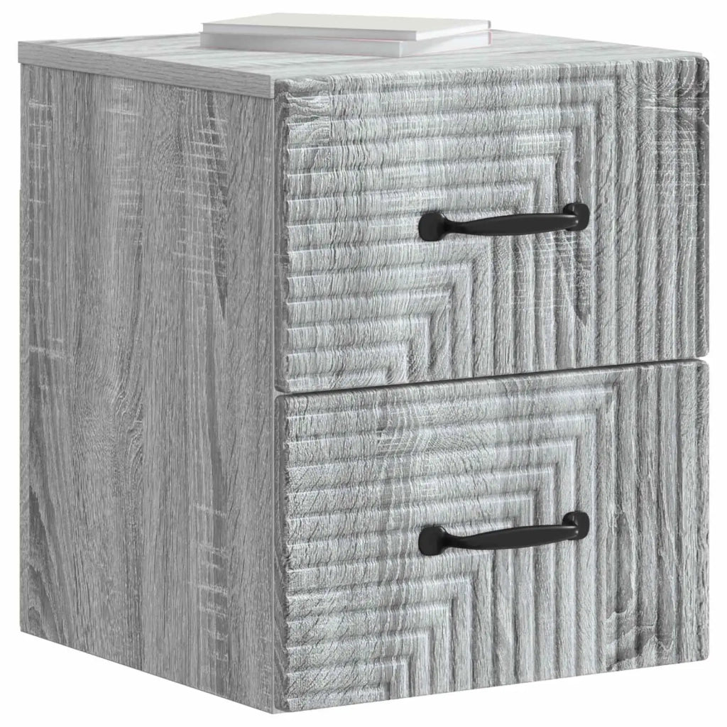 Mobiletto da notte a muro 2 pcs Grigio Sonoma 34,5 x 33 x 40 cm 898648