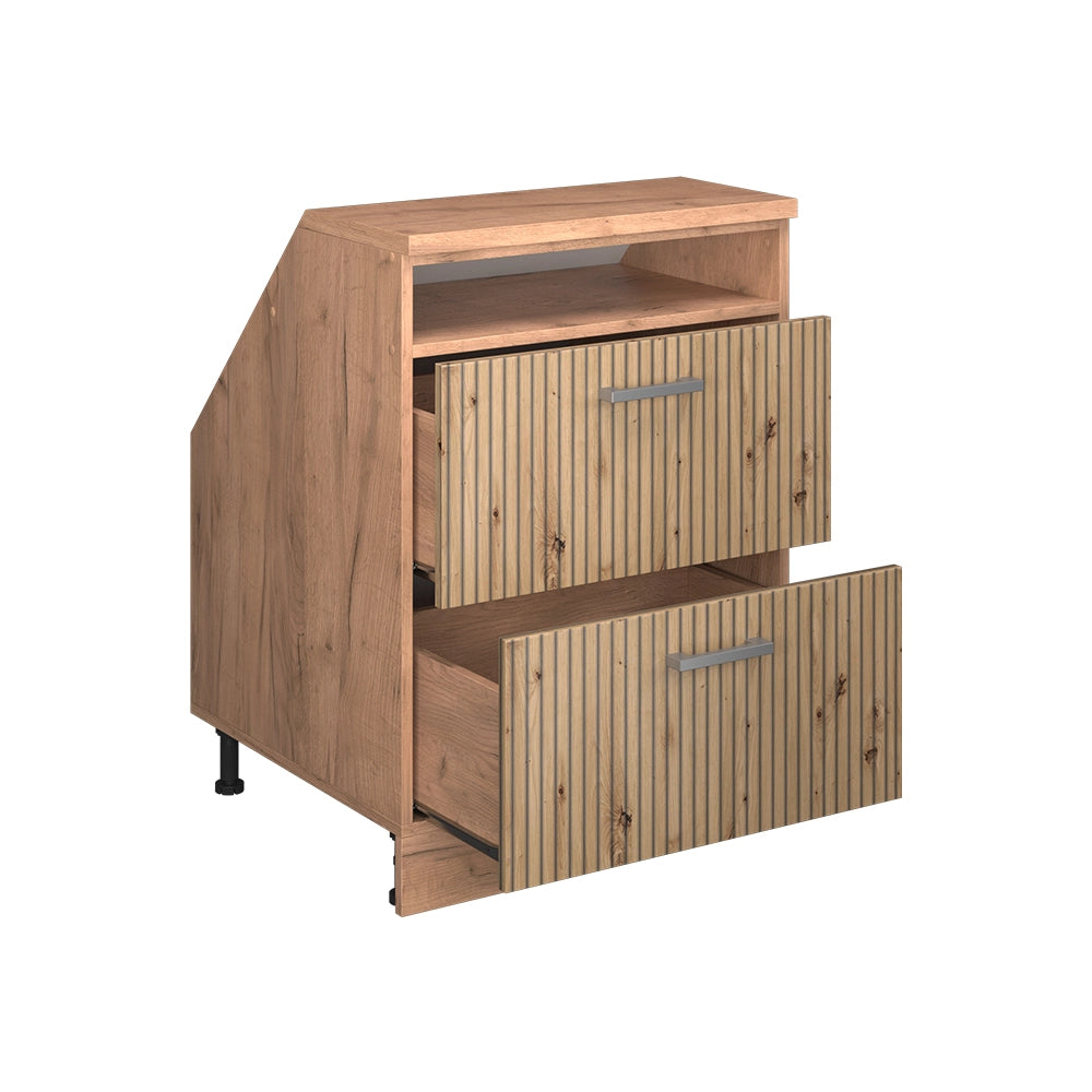 Mobile sottotetto Rion Rovere artigianale/Rovere dorato 60 x 83.8 cm con 2 cassetti, carcassa 60 cm profondità Vicco