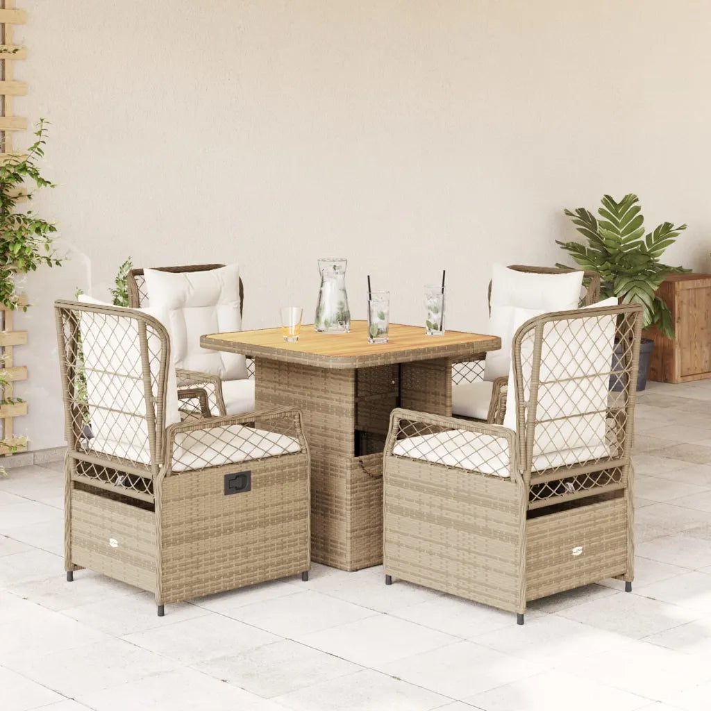 vidaXL Set da Pranzo da Giardino 5 pz con Cuscini Beige in Polyrattan