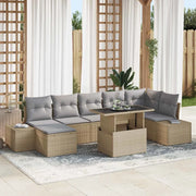 Set Divano da Giardino con cuscino 8 pcs beige e grigio chiaro