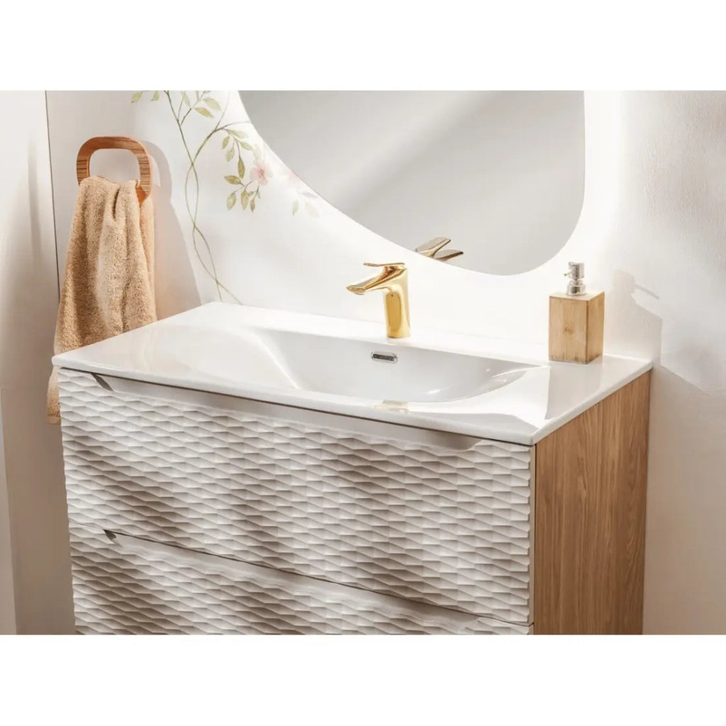 Lavabo da incasso VELOA 120 cm in ceramica bianca lucida