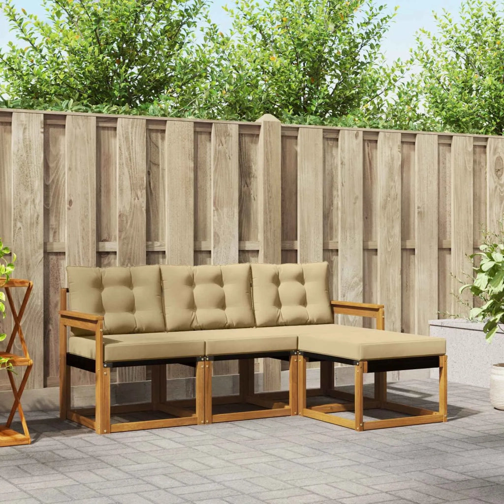 Set di divani da esterno con cuscino 4 pcs Naturale e Beige 3368540