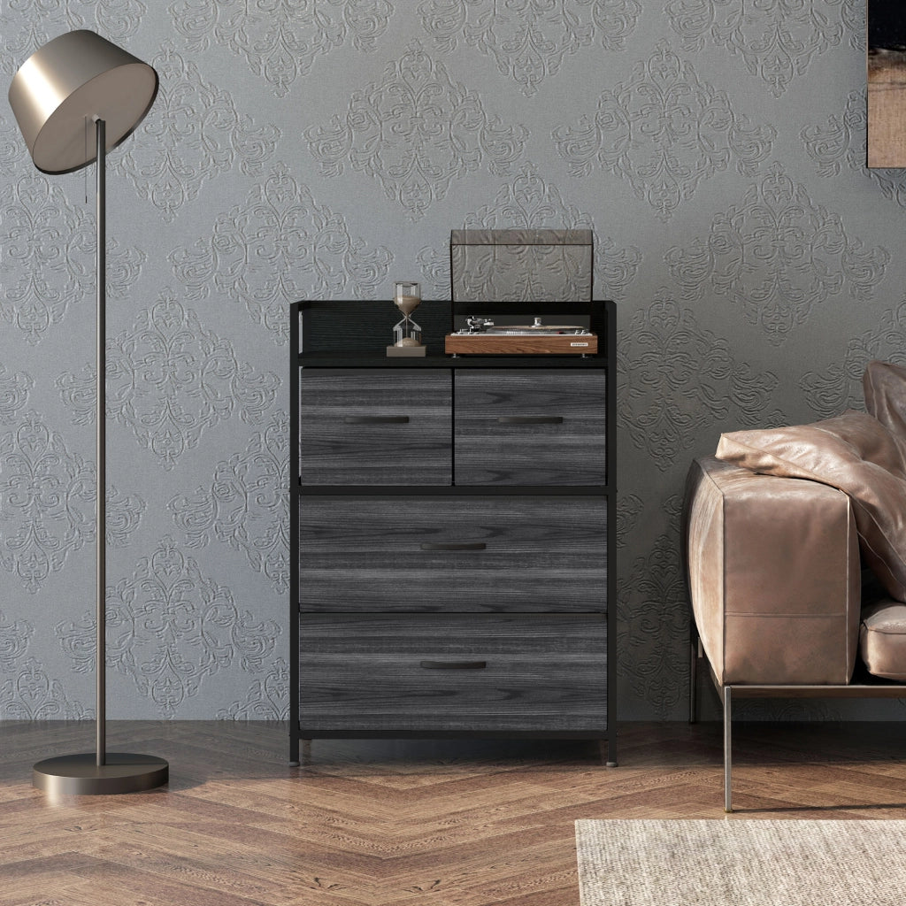 Cassettiera 4 Cassetti Tessuto Industrial ¨C Zephmum ¨C Nero 60x29x85