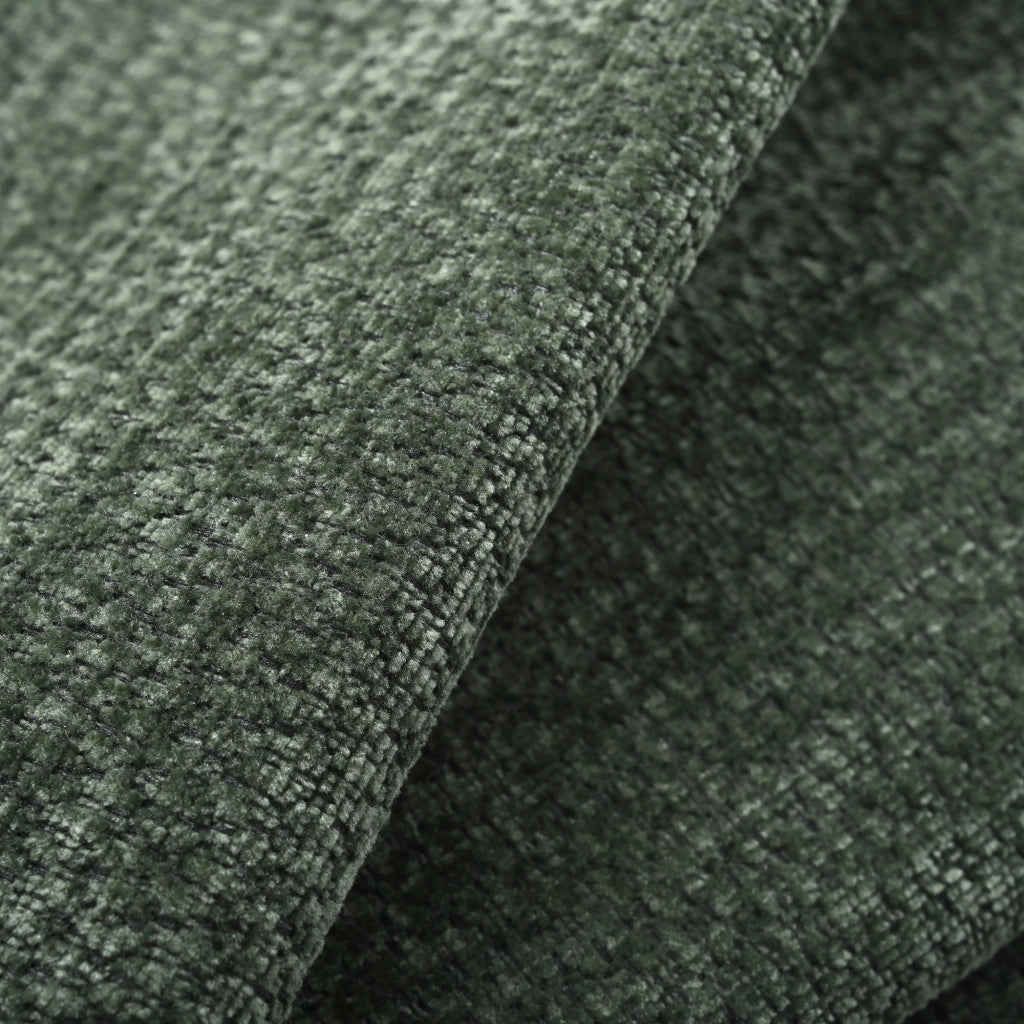Divano angolare con pouf e 2 cuscini in ciniglia per soggiorno e appartamento verde scuro 222,5 × 154,5 × 76,5 cm