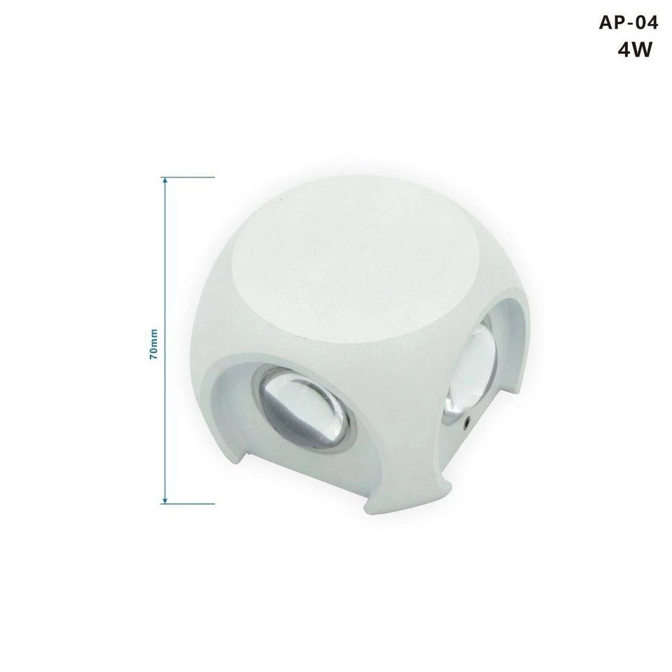 APPLIQUE LED 4 LAMPADA PARETE QUADRATO ESTERNO BIANCO FREDDO 6500K 4W ET-31319