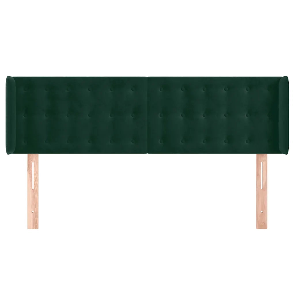 Testiera | Testata ad Orecchio Verde Scuro 147x16x78/88 cm in Velluto