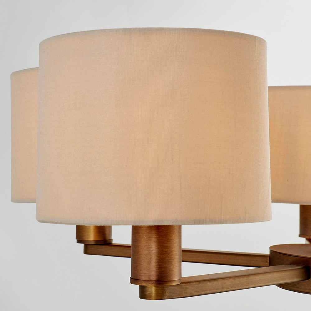 Lampadario 5 luci bronzo antico paralumi lino E14 Daley