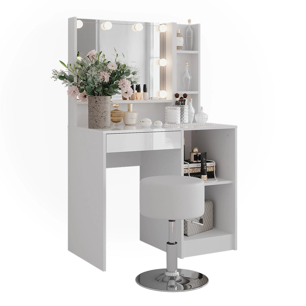 Vicco Tavolo da toeletta Bianco/bianco lucido 89.8 cm 5 parti