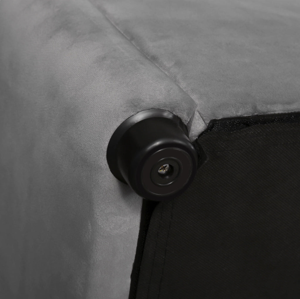 Letto imbottito con contenitore; design a orecchie; 140x190 cm; velluto grigio