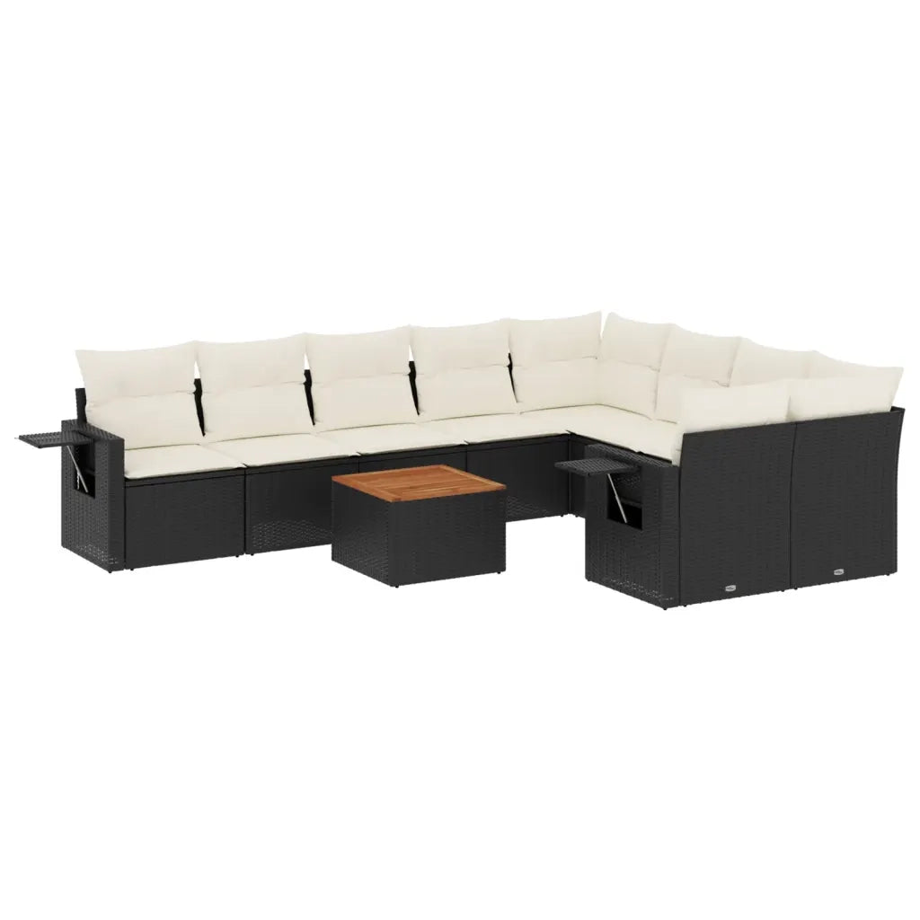 Set Divani da Giardino 10pz con Cuscini in Polyrattan Nerocod mxl 88936