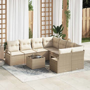 Set di divani con cuscino 9 pcs Beige e Crema polyrattan 3346321
