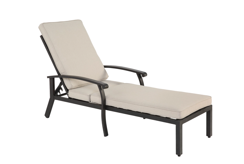 Lettino da esterno con schienale regolabile a 5 posizioni; 204x58x100/30 cm; alluminio; beige