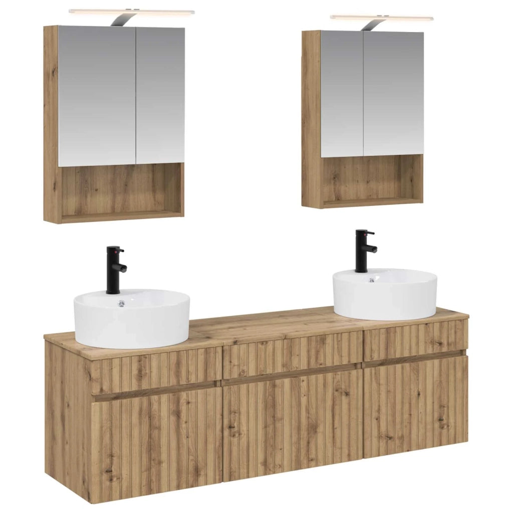 Set di Armadi da Bagno 5 pcs Rovere Artigianale 3406606