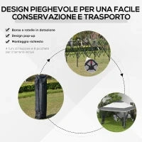 Gazebo Pieghevole 3.6x3.6m con Prese d'Aria e Zanzariere, in Acciaio e Tessuto Oxford, Grigio