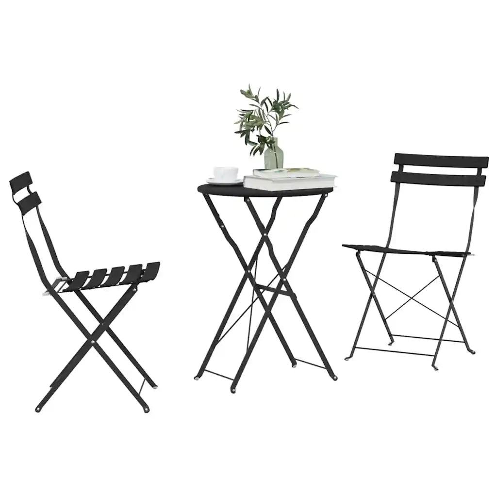 Set Bistro Pieghevole 3 pz | Set Salotto da Giardino Antracite Acciaio