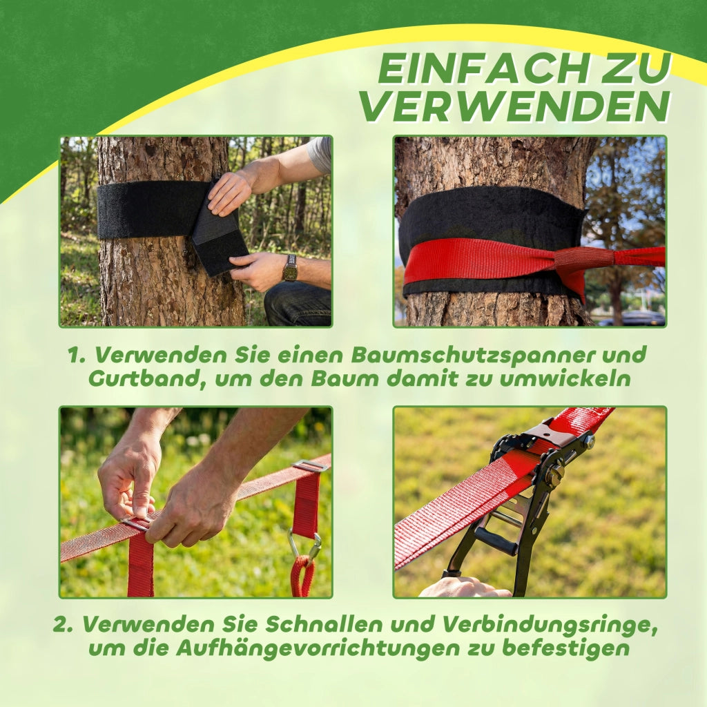 Set Slackline per bambini con anelli, altalena, scala e rete da arrampicata ¨C zephmum ¨C 100x30x18 cm Rosso