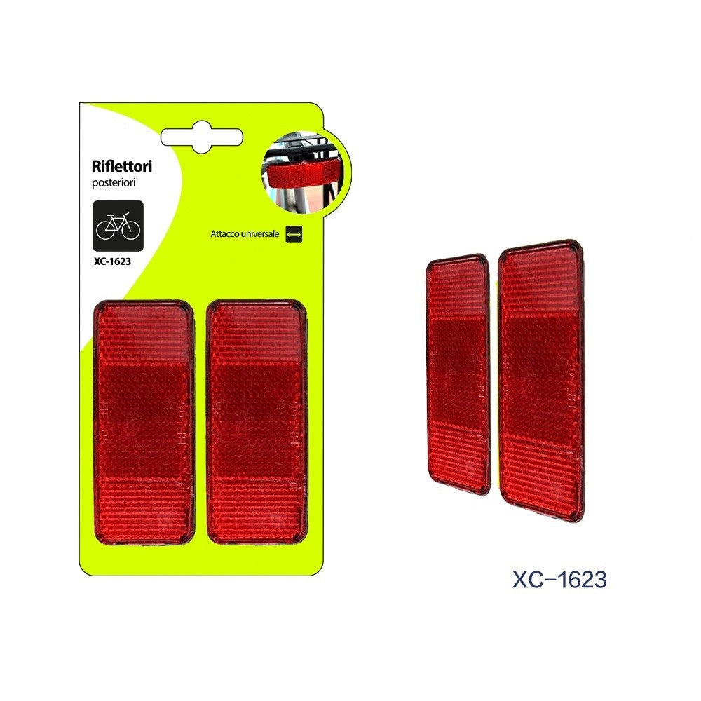 Trade Shop - Set 2 Riflettori Catarifrangenti Posteriori Bici Con Attacco Universale Xc-1623 -