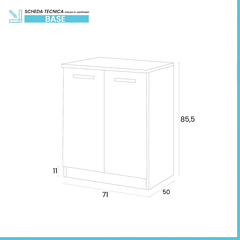 Base multiuso 70x85,5cm salvaspazio in legno bianco 2 ante linea Pilar