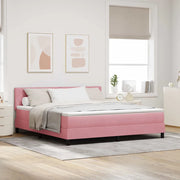Letto a Sorgente LED con materasso Rosa 180 x 200 cm Velluto