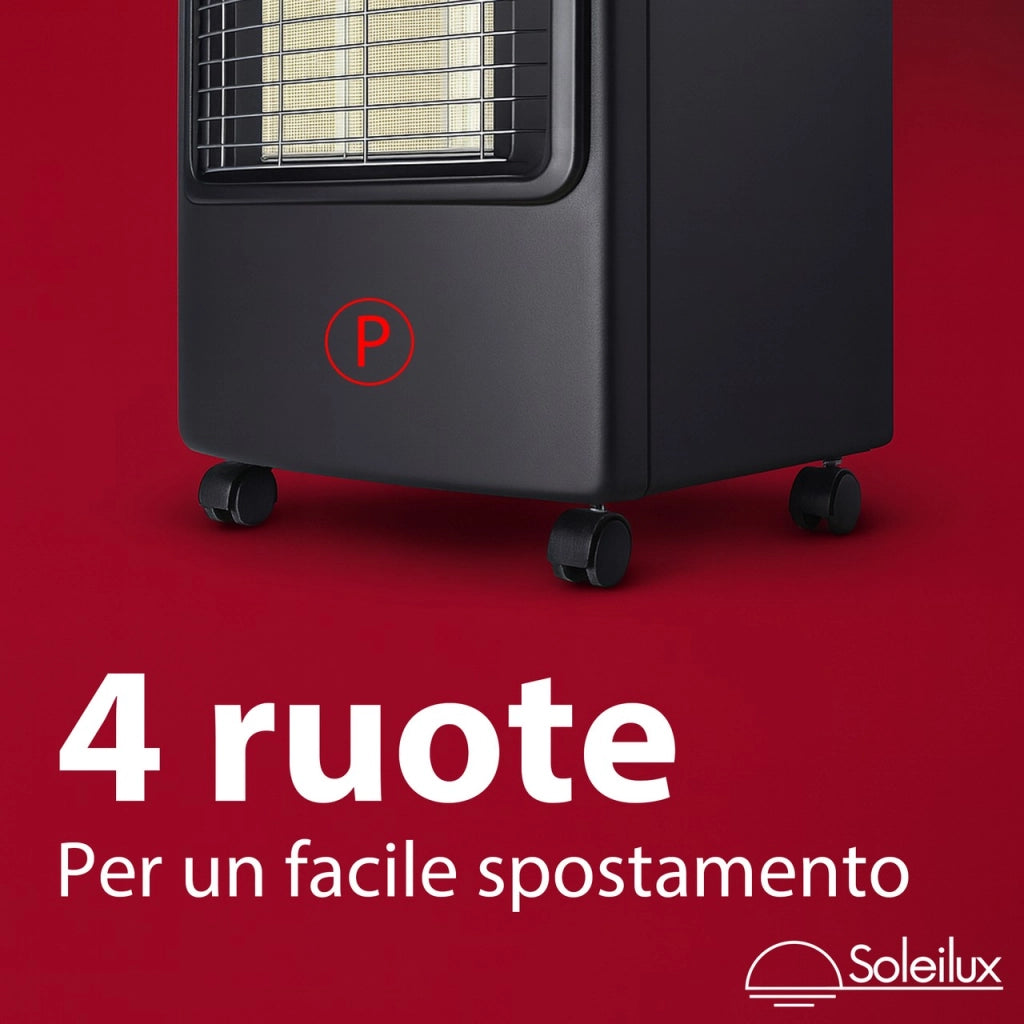 Stufa catalitica a Gas GPL a Infrarossi "ETNA" 4,2kW 3 Potenze con Accensione Piezo Elettrica Vano Porta Bombola Dispositivo di Sicurezza antiribaltamento, Controllo Fiamma e Livello Ossigeno