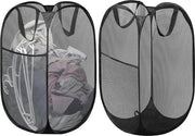 Cestini di Lavanderia Ripiegabili 36 x 36 x 60 cm con Rete di Mesh - Cestino Portatile per Camera dei Bambini Dormitorio Viaggio - Pacchetto da 2