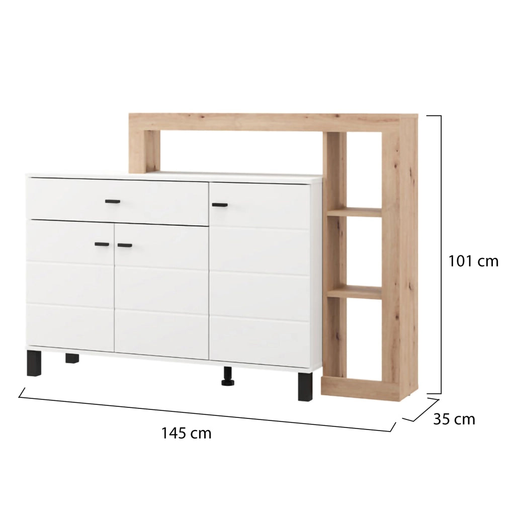 Madia Piriap, Credenza 5 Ripiani, 145x35x101h cm Bianco