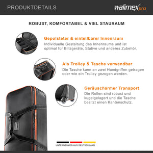 Borsone trolley fotografico M, 970 x 430 x 290 mm Borsa per accessori fotocamere attrezzatura studi fotografici foto video