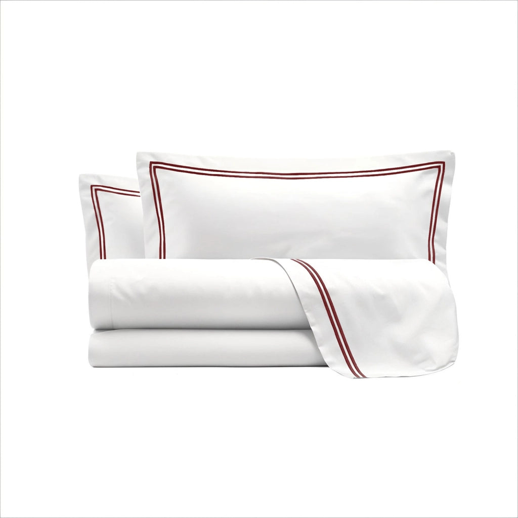Set Lenzuola Sopra Sotto e Federe Matrimoniale Maxi 180x200 cm Linea Venere in Raso di Cotone Bordeaux