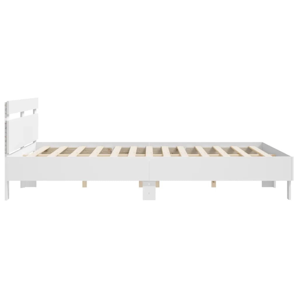 Letto matrimoniale | Letto per adulti | Giroletto con Testiera e LED Bianco 200x200 cm