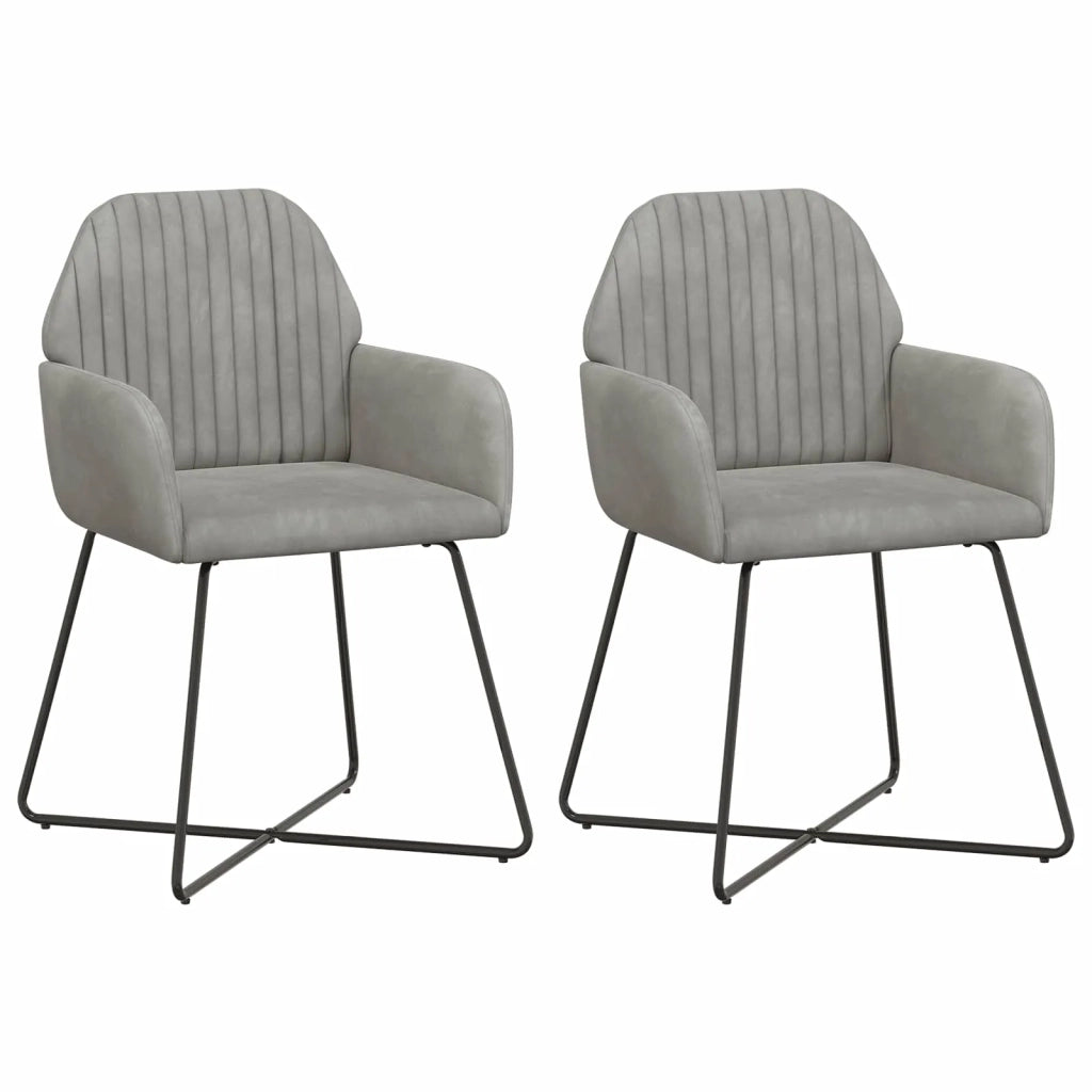 Sedie da pranzo 2 pcs Velluto (V) Grigio Chiaro 55 x 50 x 84 cm 42034366