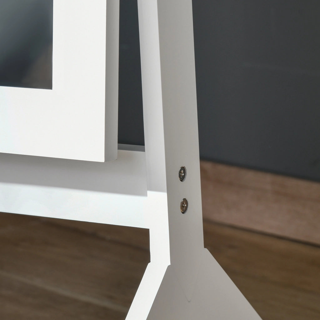 Specchio a Figura Intera da Terra 47x46x148 cm Angolazione Regolabile in Legno e Vetro Bianco