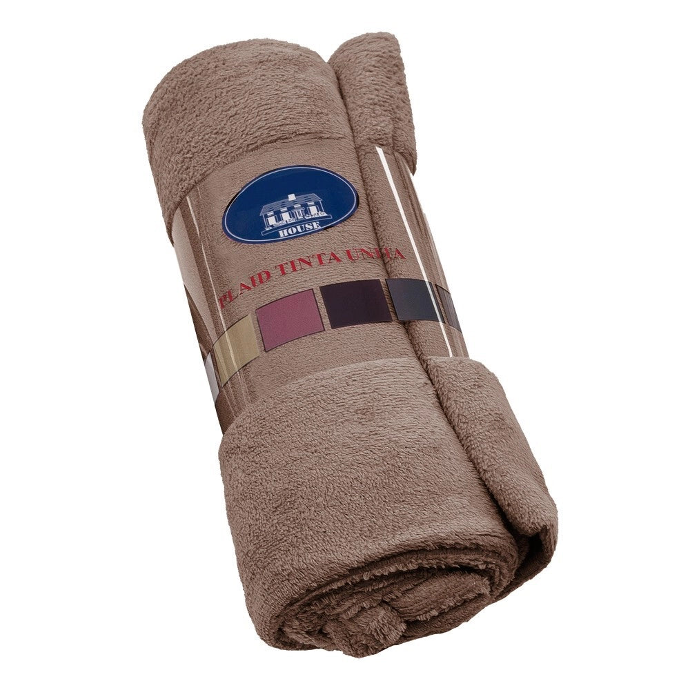 Coperta Plaid 200x220 cm Morbida Vellutata Pile Caldo Soffice Avvolgente Divano Letto Poltrona Beige