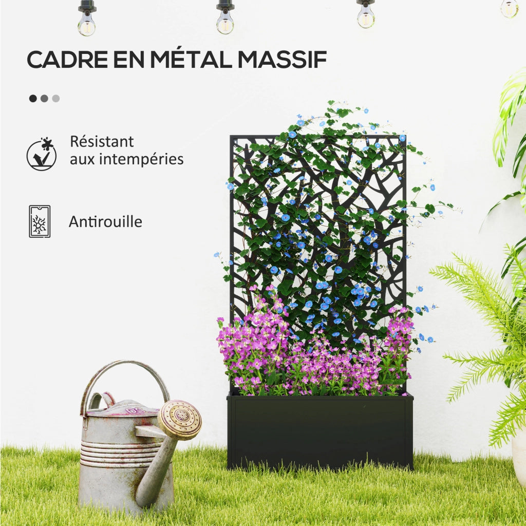 Fioriera con traliccio ¨C Xylo ¨C metallo nero 61x23x113 cm per piante rampicanti