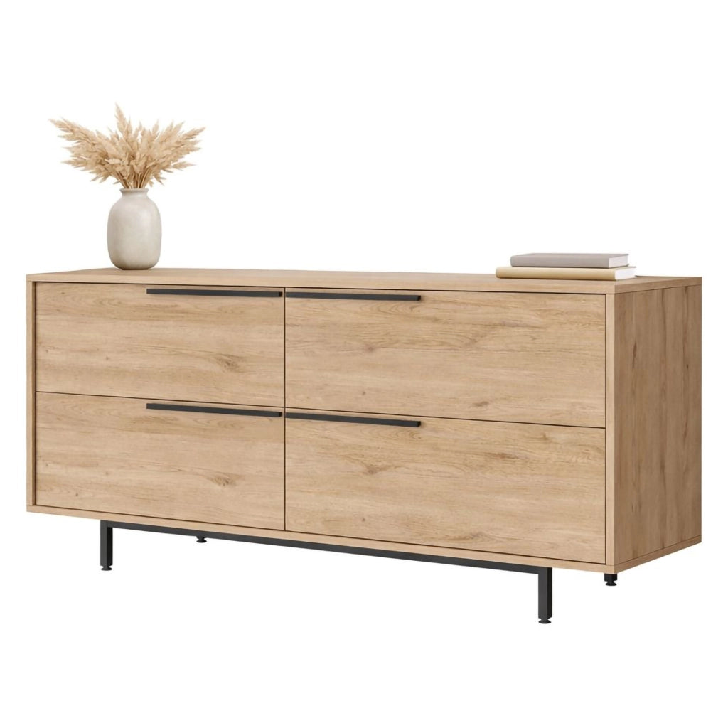 Madia Follo, Credenza 4 Vani, 160x45x74h cm Marrone Rovere