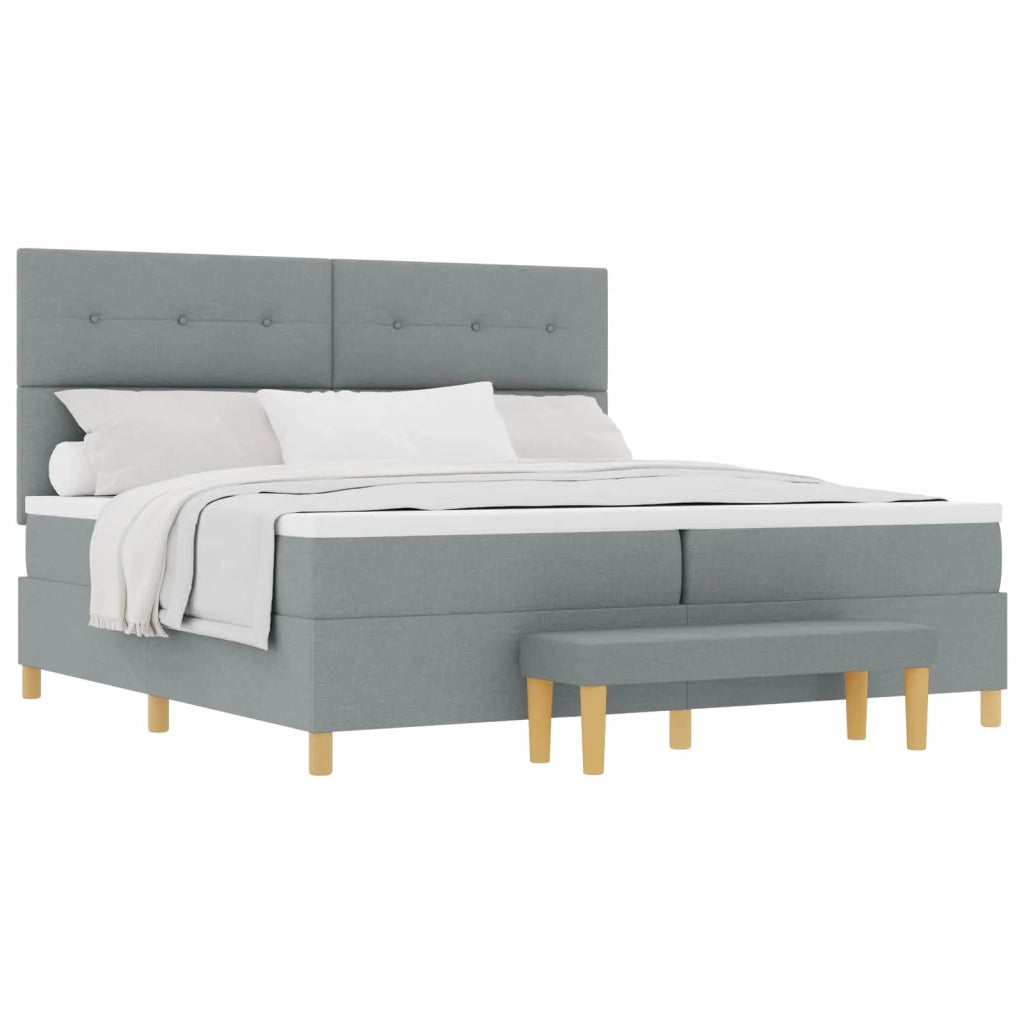 Letto a molle con materasso Grigio chiaro 200 x 200 cm Tessuto 3344324